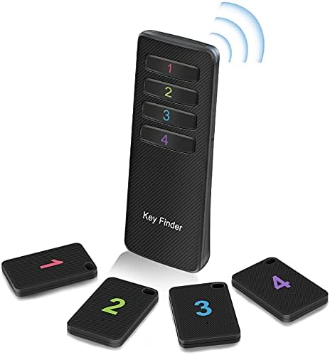 4 Pack Wireless Car Key Finder That Makes Noise | 115ft Range 85dB RF Key Tracker, Phone/Wallet Finder with 4 Item Locator Tags