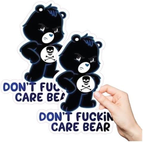 Cute Grumpy Teddy Bear Don't F-ing Care Permanent Sticker 0207 Vinyl Stickers, Laptop Decal, Water Bottle Sticker, Car Decal, Skateboard Stickers, Funny Stickers (2)
