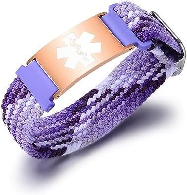 Personalized Sport Medical Alert Bracelets for Women Men - Custom Medical ID Bracelets with Free Engraving - Hook and Loop/Elastic/Stainless Steel/Silicone Watch Wristband Emergency Bracelet