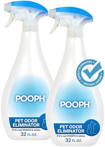 Pooph Pet Odor Eliminator, 32oz Spray, 2-Pack - Dismantles Odors on a Molecular Basis, Dogs, Cats, Freshener, Eliminator, Urine, Poop, Pee, Deodorizer, Natures, Puppy, Fresh, Clean, Furniture, Potty
