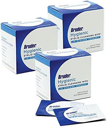 Bruder Eyelid Cleansing Wipes, 30 Count (Pack of 3), Hygienic Eye Care for Removing Excess Oil and Debris from Eyelids and Lashes, Rinse-Free, Unscented, Adults