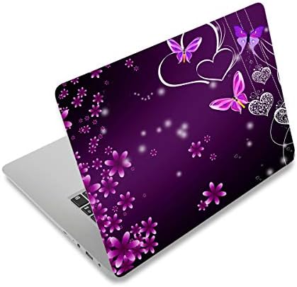ArtSo Laptop Skin Sticker Decal, 12" 13" 13.3" 14" 15" 15.4" 15.6 inch Laptop Universal Netbook PC Notebook Vinyl Reusable Skin Sticker Cover Art Case Protector Personalized, Purple Heart Butterfly
