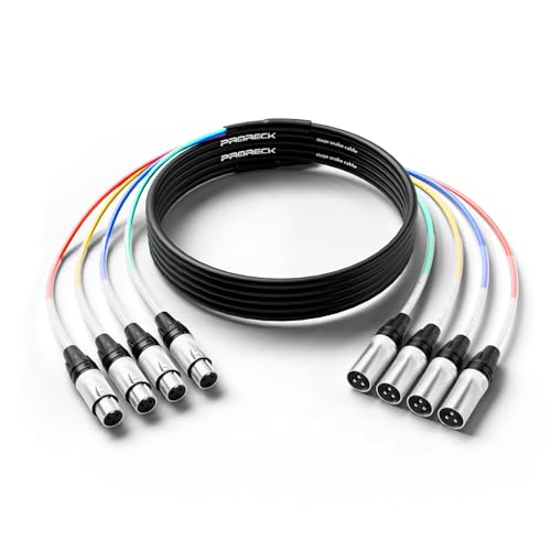 PRORECK 20ft Snake Cable, 4-Channel Shielded Audio Cable XLR Male to XLR Female, with Color-Marked Connectors for Professional Stage, Studio, and Live (PR-XLR/XLR-4 * 20)