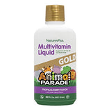 NaturesPlus Animal Parade Source of Life Gold Children's Liquid Multivitamin, 30 OZ - Natural Tropical Berry Flavor - Immune Support Supplement - Organic Whole Foods, Gluten-Free, Vegan - 60 Servings