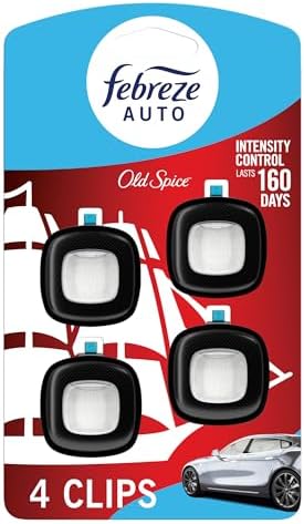 Febreze Car Air Freshener Vent Clip Old Spice Scent, .07 oz. Car Vent Clip, Pack of 4