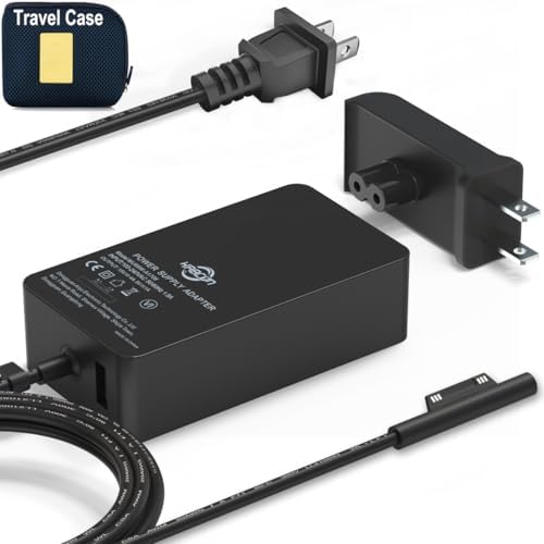 Laptop Charger [UL Listed] 65W Adapter Compatible for Microsoft Surface Pro 9/8/X/7/6/5/4/3, Surface Laptop 5/Studio/4/Go/3/2/1, Surface Book and Travel Case