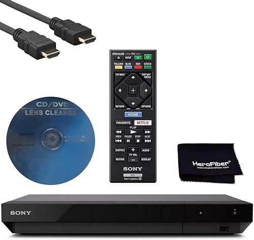 Sony UBP-X700/M, 4k Blu Ray Player For TV with Ultra HD Vision, HDR, WiFi for Streaming Netflix, YouTube or Disney+ & more. Includes HDMI Cable, Remote Control, Bluray/DVD Disc Cleaner, Cleaning Cloth