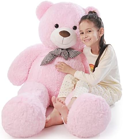 Poutmac Big Teddy Bear 4Ft Giant Pink Soft Stuffed Animals Cute Plush Toy for Girlfriend Women Kids for Valentine's Christmas Birthday