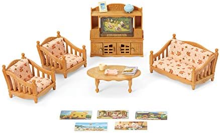 Calico Critters Comfy Living Room Set - Toy Dollhouse Furniture & Accessories Set for Ages 3+