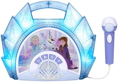 eKids Disney Frozen Karaoke Microphone with Bluetooth Speaker for Fans of Disney Toys, Kids Karaoke Machine with Built in Music