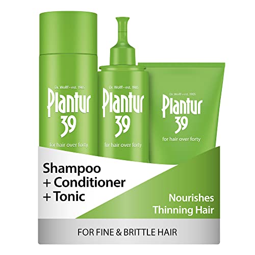 Plantur 39 Phyto Caffeine Women's 3 Step System for Fine, Thinning Natural Hair Growth - Shampoo, Conditioner, Tonic