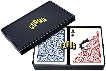 Copag 1546 Design 100% Plastic Playing Cards, Poker Size (Standard) Red/Blue (Regular Index, 1 Set)