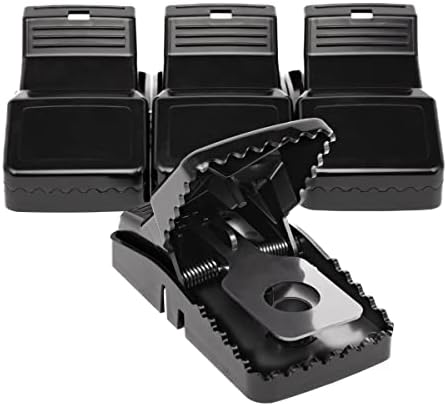 Power Rat Trap - 4 Pack Snap Traps for Indoor & Outdoor Use - Quick Catch, Reusable Rodent & Mouse Control - Safe, Easy-to-Use with Removable Bait Cup, Effective for Mice and Rats