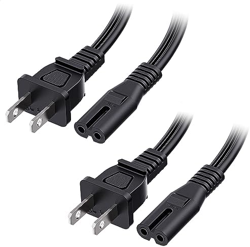Cable Matters 2-Pack 2 Prong TV Power Cord - 3ft, AC Power Cord, Non Polarized (NEMA 1-15P to IEC C7), Compatible with Samsung LG Sony Insignia TCL Sharp Toshiba Hisense TV PS4 PS5