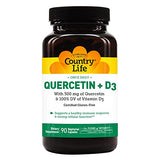 Country Life Quercetin + Vitamin D3 with 500mg of Quercetin & 100% Daily Value of Vitamin D3, 90 Vegetarian Capsules, Certified Gluten Free, Certified Vegetarian