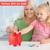 PJDRLLC Piggy Bank, Unbreakable Plastic Money Bank, Coin Bank for Girls and Boys, Medium Size Piggy Banks, Practical Gifts for Birthday, Easter, Christmas (Red)