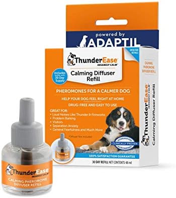 ThunderEase Dog Calming Pheromone Diffuser Refill | Powered by ADAPTIL | Vet Recommended to Relieve Separation Anxiety, Stress Barking and Chewing, and The Fear of Fireworks and Thunderstorms (30 Day
