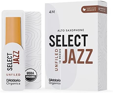 D’Addario Organic Select Jazz Alto Saxophone Reeds - Unfiled, Medium, Strength 4, 10-Pack