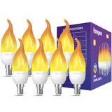 Hompavo 【Upgraded LED Flame Light Bulbs, 3 Modes Flickering Light Bulbs, E12 Chandelier Base Candle Fire Light Bulb for Halloween Christmas Party Porch Indoor & Outdoor Home Decoration - 8 Pack