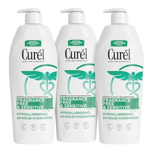 Curel Fragrance Free Lotion, Sensitive Hypoallergenic Lotion for Dry Skin, Dermatologist Recommended, 13 Oz, Pack of 3