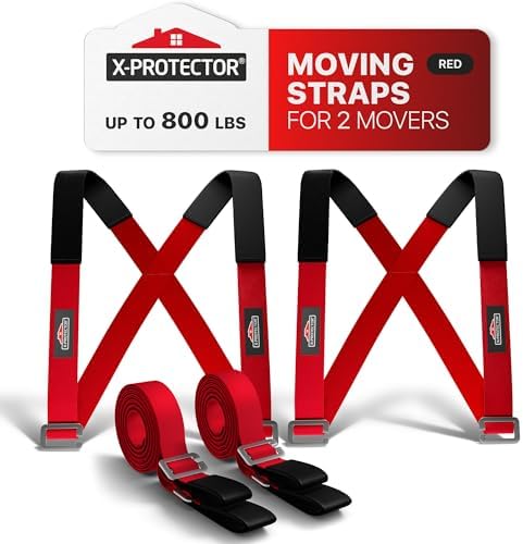 X-Protector Moving Straps - 2 Pairs - Lifting Straps for 2 Movers - Furniture Moving Straps to Move Furniture Easily and Safely - Perfect for Lifting and Moving Equipment, Appliances, Heavy Objects!