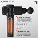 SHARPER IMAGE Powerboost Deep Tissue Massager v2.0, Massage Gun with 5 Attachments, Whisper Quiet, Rechargeable Battery - Black