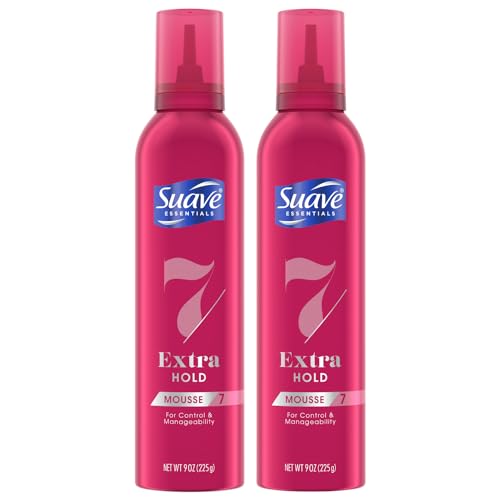 Suave Extra Hold Mousse for Curly Hair, Wavy, All Hair Types, Moisturizing & Nourishing, Foam, Scented 9 oz (Pack of 2)