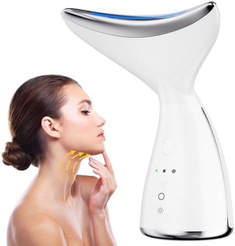 Face & Neck Massager | White LED Red-Light-Therapy-for-Face and Neck, Red Light Therapy Wand, 3 Color Led Face Neck Massager for Skin Care