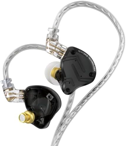 KZ ZS10 Pro X in Ear Monitor Headphone, Upgraded 4BA 1DD KZ Headphone Multi Driver in Ear IEM Earphone with Detachable Silver-Plated 0.75mm 2Pin Cable inears for Audiophile(Dark,No Mic)…