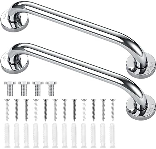 Blulu 2 Set Shower Grab Bar Stainless Steel Bathroom Grab Bar Handle Anti Slip Heavy Duty Bathtub Handle Support Balance Hand Rails for Bathroom Elderly Handicap Senior Pregnant (24 Inch)