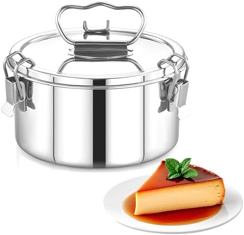 Stainless Steel Flanera, 6 x 6 x 3.5 Inches Flan Pan, Capacity 38 fl. oz, Compatible with Instant Pot 3qt, Molde Para Flan