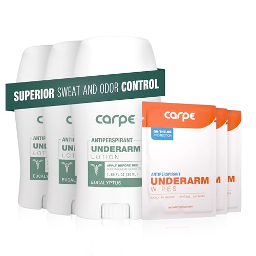 Carpe Underarm Antiperspirant and Deodorant, Pack of 3-WITH 3 FREE ON-THE-GO WIPES!