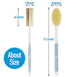 Backski Back Scrubber Anti Slip for Shower,Shower Brush Long Handle with Stiff and Soft Bristles,Body Exfoliator for Bath or Dry Brush(Blue)