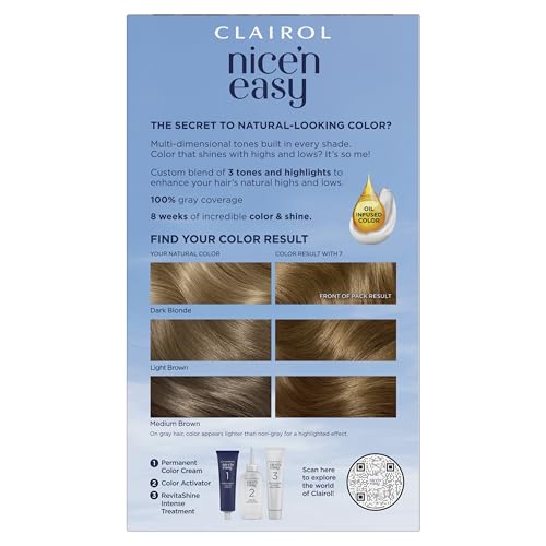 Clairol Nice'n Easy Permanent Hair Dye, 7 Dark Blonde Hair Color, Pack of 3