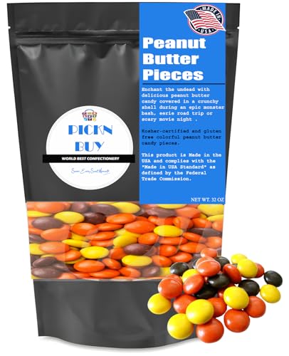Peanut Butter Candy Pieces in a Crunchy Shell 2 Pound - Kosher Certified and Gluten Free, Creamy Peanut Butter Surrounded By Milk Chocolate in One Irresistible Candy
