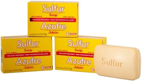 Biosulfur Grisi Sulfur Soap, Acne Treatment, Cleaner Bar Soap, Helps you Reduce Oil Excess and Acne Pimples, Keeps Pores Cleaner, Sulfur 10%, 3-Pack of 4.4 Oz, Bar Soaps, yellow