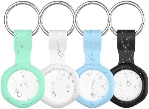 Air Tag with Waterproof Case-4 Pack,Item Finder Works with Apple Find My (iOS only, Not for Android), Bluetooth Smart Tracker Tags for Luggage, Keys, Wallet, Pets & Backpack, Replaceable Battery