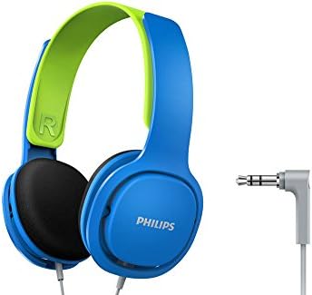 PHILIPS Coolplay Kids On-Ear Headphones - 85dB Volume Limiter - Safer Hearing (SHK2000BL), Blue & Green
