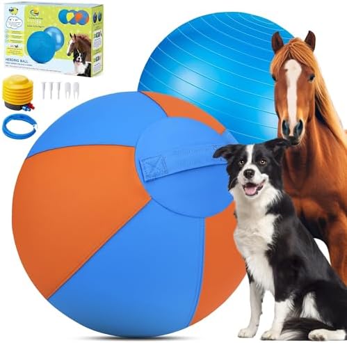 Herding Ball for Dogs - 18" Dog Herding Ball, Dog Agility Equipment, Herding Ball for Australian/German Shepherd Collie, Dog Toys for Christmas/Birthday Gifts (Orange&Blue, Medium - 18")