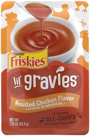 Purina Friskies Lil' Gravies Roasted Chicken Flavor Cat Food Lickable Cat Treats - (Pack of 16) 1.55 oz. Pouches