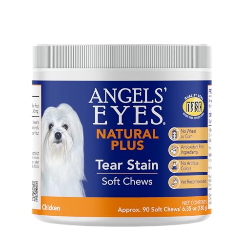 ANGELS' EYES Natural Tear Stain Prevention Soft Chews for Dogs | Chicken Flavor| For All Breeds | No Wheat No Corn | Daily Supplement | Proprietary Formula, 90 Count