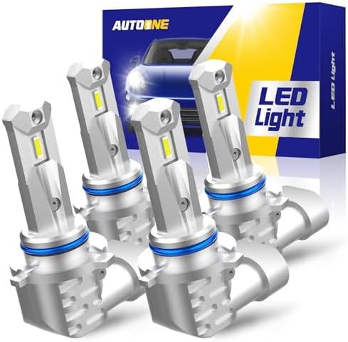 AUTOONE 9005 9006 Bulbs Combo, 6000K White Super Bright 9005/HB3 9006/HB4 Halogen Replacement Fog Light Bulbs, Plug and Play, Pack of 4