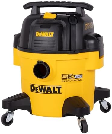 DEWALT 6 Gallon STEALTHSONIC Wet Dry Shop Vac, Powerful Suction & Portable Shop Vacuum with Attachments, Ultra Quiet Heavy Duty Shopvac for Home, Garage, Car, Workshop, Jobsite, DXV06P-QT, 5 Peak HP
