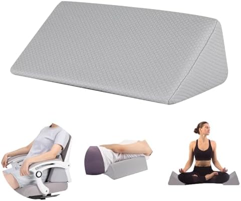 Small Wedge Pillow, Small Wedge Pillow for Sleeping, Foam Wedge for Yoga, Laptop, Memory Foam Positioning, Foam Pillow for Chair, Provide Support and Relieve Fatigue(Grey-17.7")