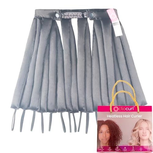 Octocurl Satin Hair Curlers - Heatless Curls Overnight - Headband Curlers for Medium Length Hair (Satin - Black)
