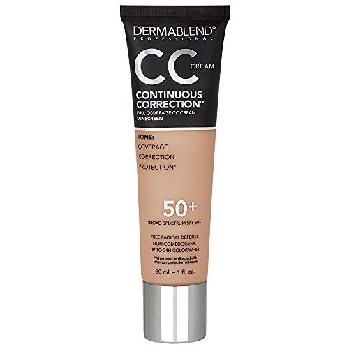 Dermablend Continuous Correction Tone-Evening CC Cream Foundation SPF 50+, Full Coverage Foundation Makeup & Color Corrector, Oil-Free