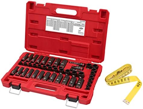 Milwaukee SHOCKWAVE Impact Duty 3/8 in. Drive SAE and Metric 6 Point Impact Socket Set (43-Piece) + Accessory, Black, Red