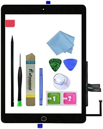 for Black iPad 6 2018 6th Generation A1893 A1954 Touch Screen Digitizer Assembly Replacement with Home Button,Camera Bracket,Pre-Installed Adhesive,Tool Repair Kit