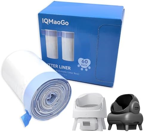 60 Count Heavy Duty Cat Litter Box Bags - Compatible with Neakasa M1 and PetPivot AutoScooper 11 Open-Top Self-Cleaning Litter Box,3 Mil Thickness,Leak-Proof Drawstring Trash Bags,27" x 13"