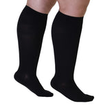 Compression Socks for Women and Men 20-30mmHg Plus Size - Medical Knee High Compression Stockings with Wide Calf for Flights, Airplane, Nursing - Black, 5X-Large - AB201